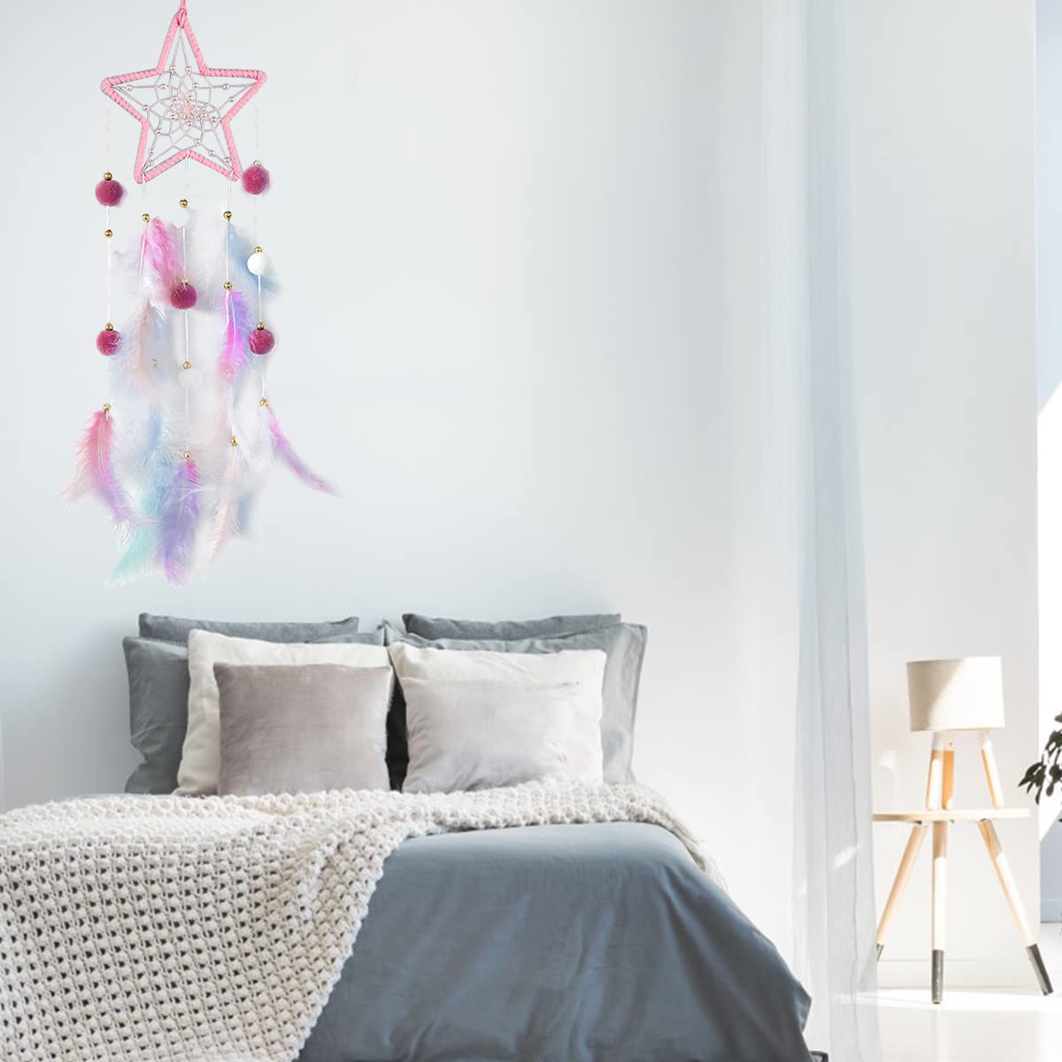 HASTHIP Star Dream Catcher with Lights for Room and Car Decoration | Includes 2 CR2032 Batteries