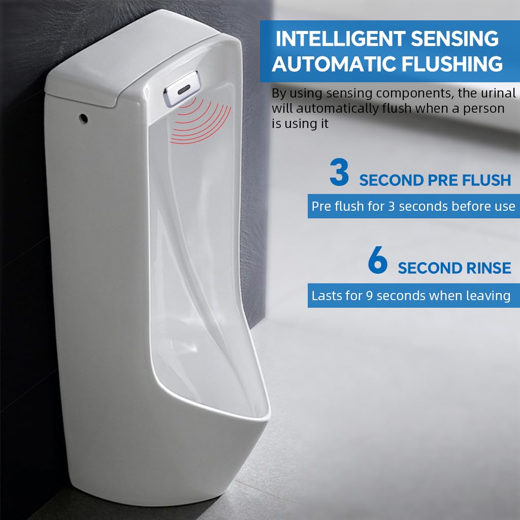Serplex Urinal Flush Sensor Set with Dual Power Supply and Stainless Steel Wall Mount | 3PCS