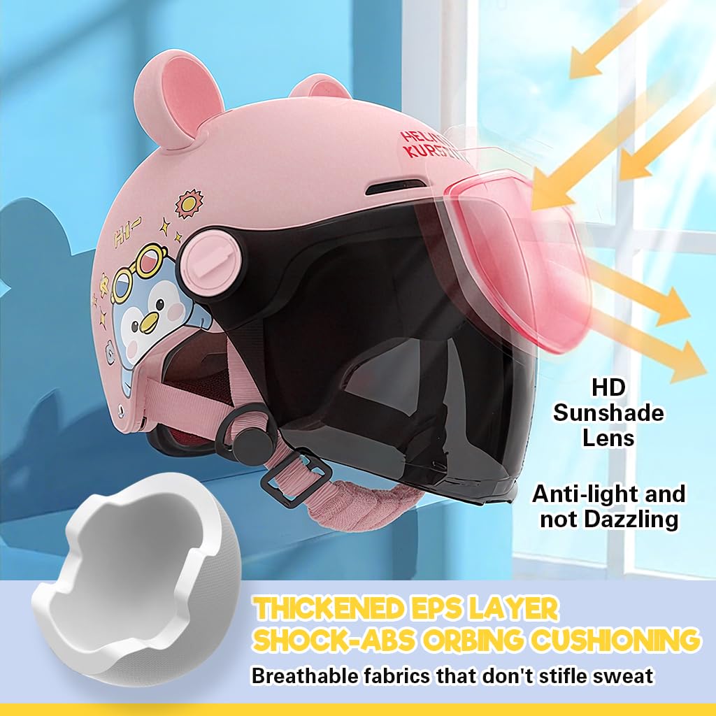 Proberos Kids Bike Helmet for Cycling with UV400 Goggles and EPS Impact System | Pink
