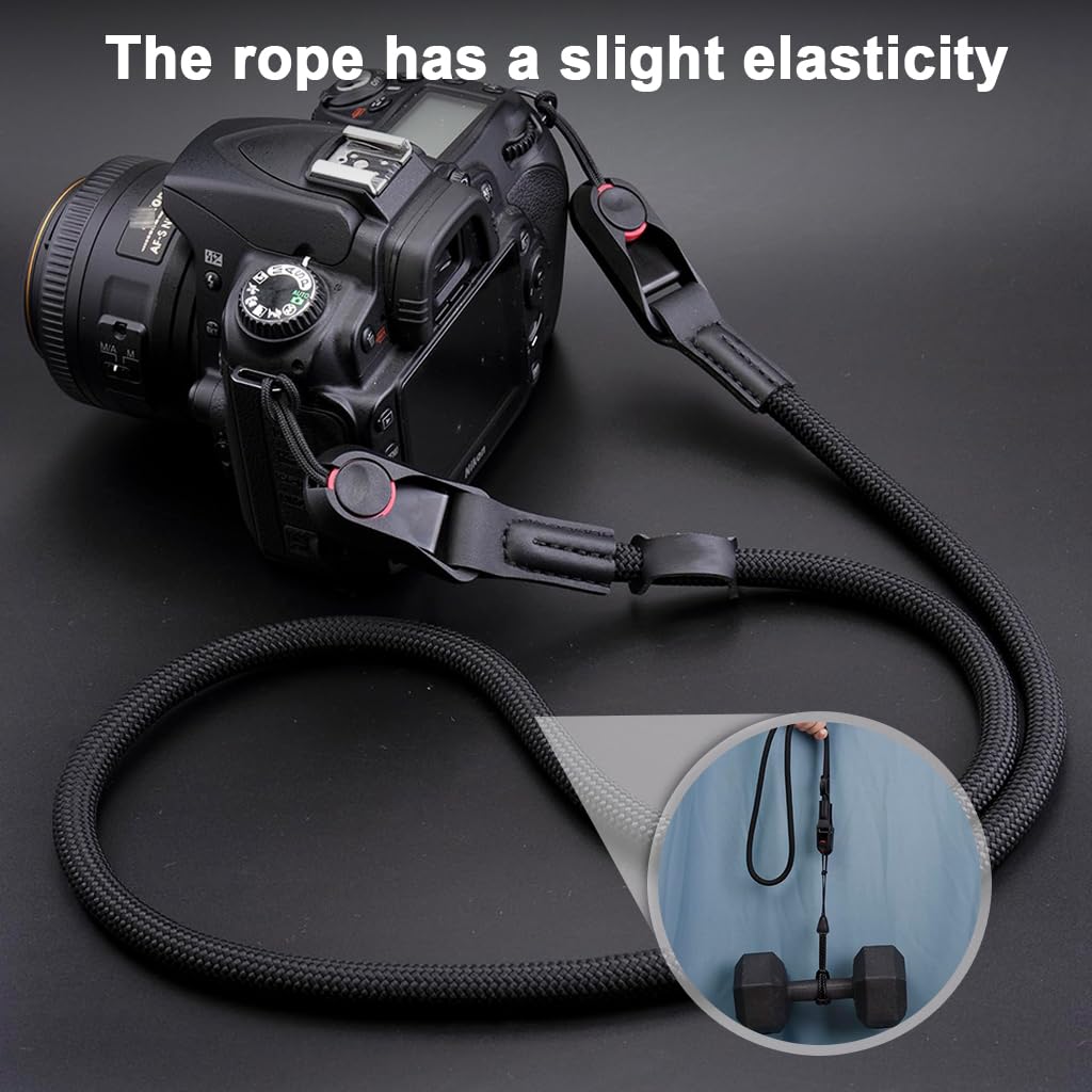 ZORBES Camera Strap for DSLR and Mirrorless with Quick Release and 110cm Nylon Rope | Black Crossbody Hands Free Design
