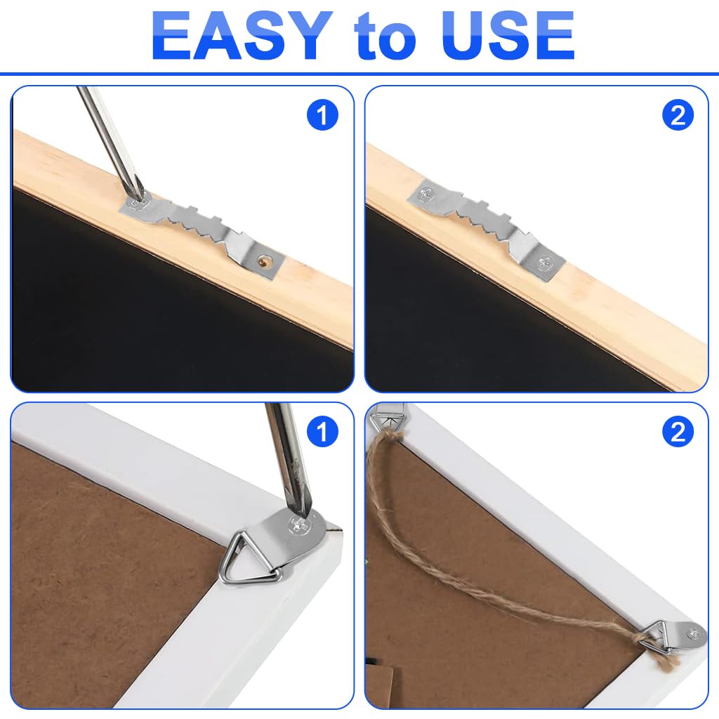 HASTHIP Picture Frame Hanging Kit for Artworks and Photo Walls with 251 pcs Silver Metal Hangers