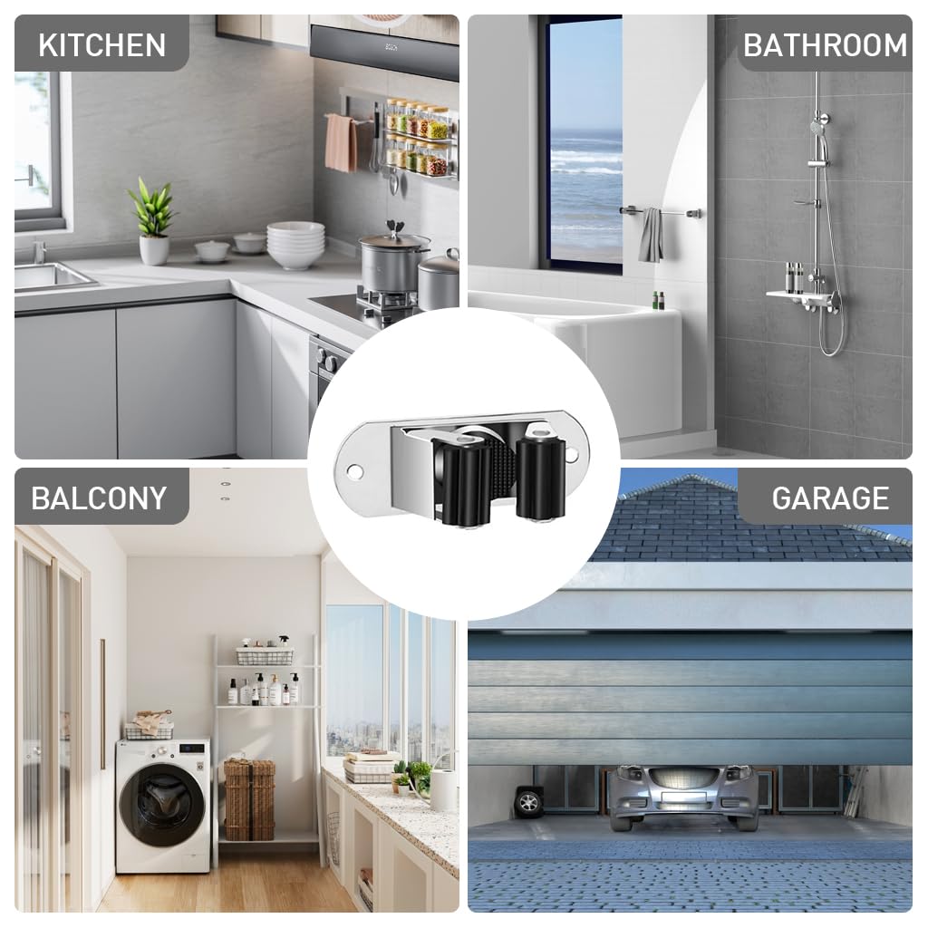 ZIBUYU Broom Holder Wall Mounted for Bathroom and Kitchen featuring Anti Slip Pad and 10kg Load Capacity | Stainless Steel Nail Free Rack