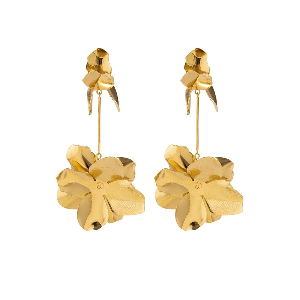 ZIBUYU® Gold Flower Earrings Floral Drop Dangle Earrings