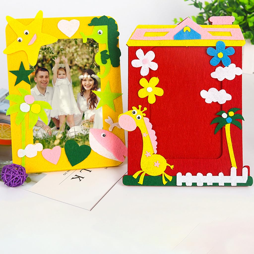 HASTHIP DIY Fabric Photo Frame Kit for Kids with 6 Cartoon Styles | Non Woven Craft Set