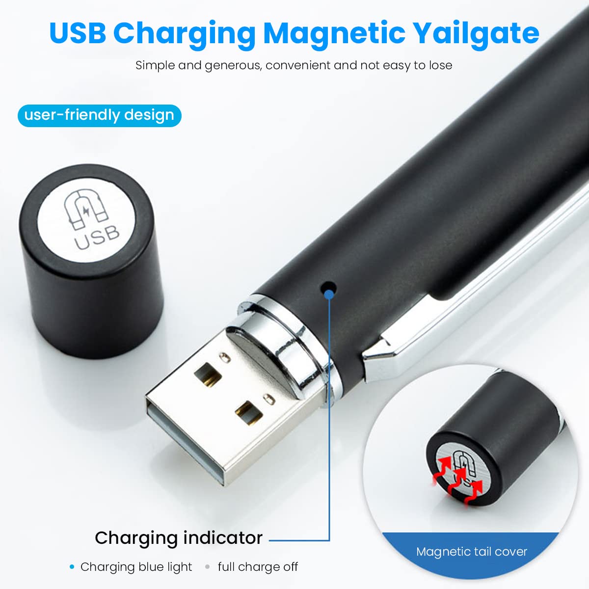 ELEPHANTBOAT Pen Torch for Doctors and Nurses with Dual Light USB Recharge | 130×13 mm Compact Design