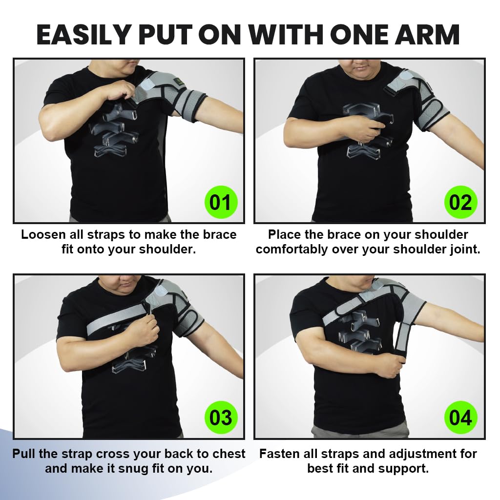 Hannea Shoulder Brace for Pain Relief with Velcro Straps and 17.7 in Fit Range | Nylon Support