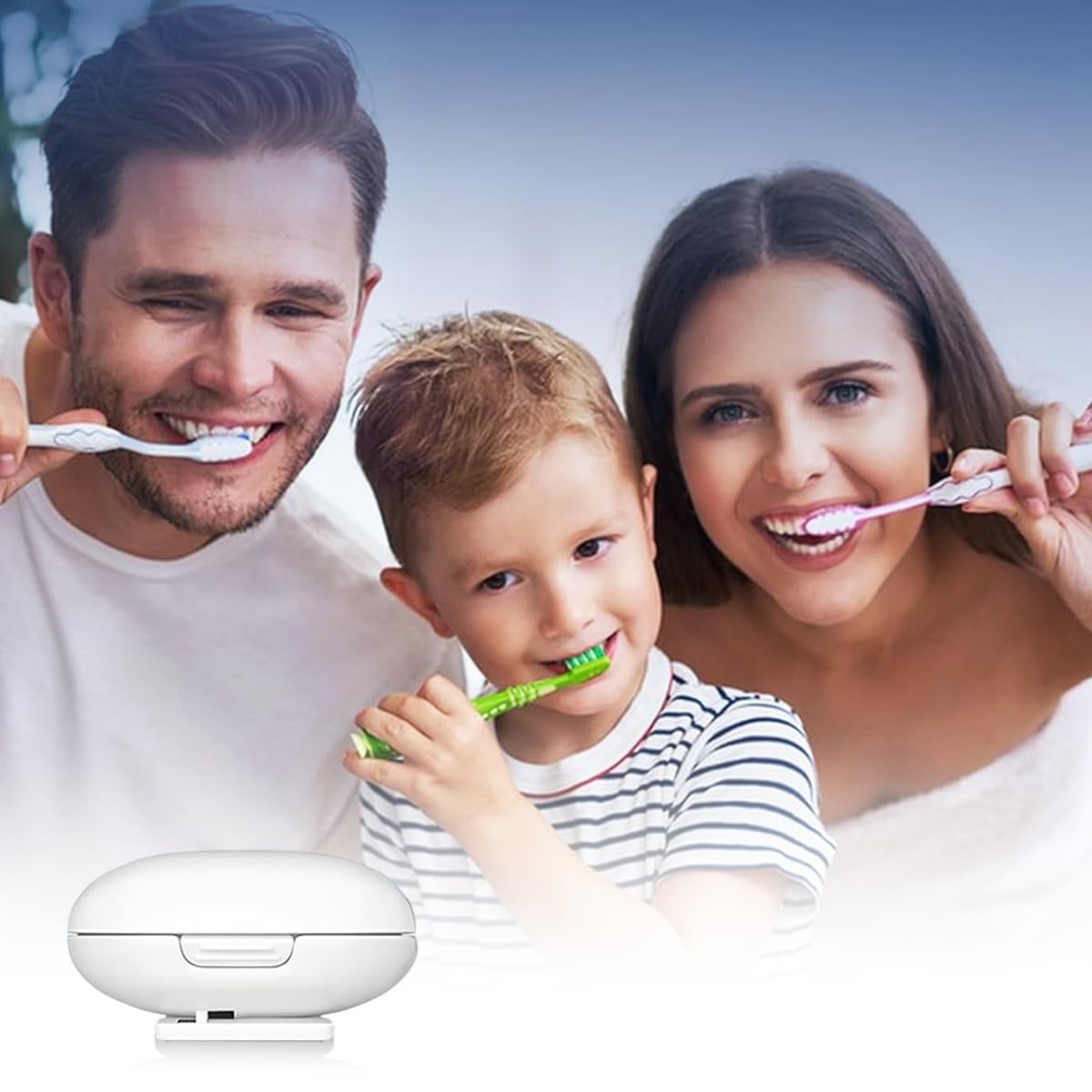 HANNEA UV Sanitizer Toothbrush Holder for Bathroom with Smart Automatic Disinfection | 2 PCS USB Rechargeable Wall Mounted Design