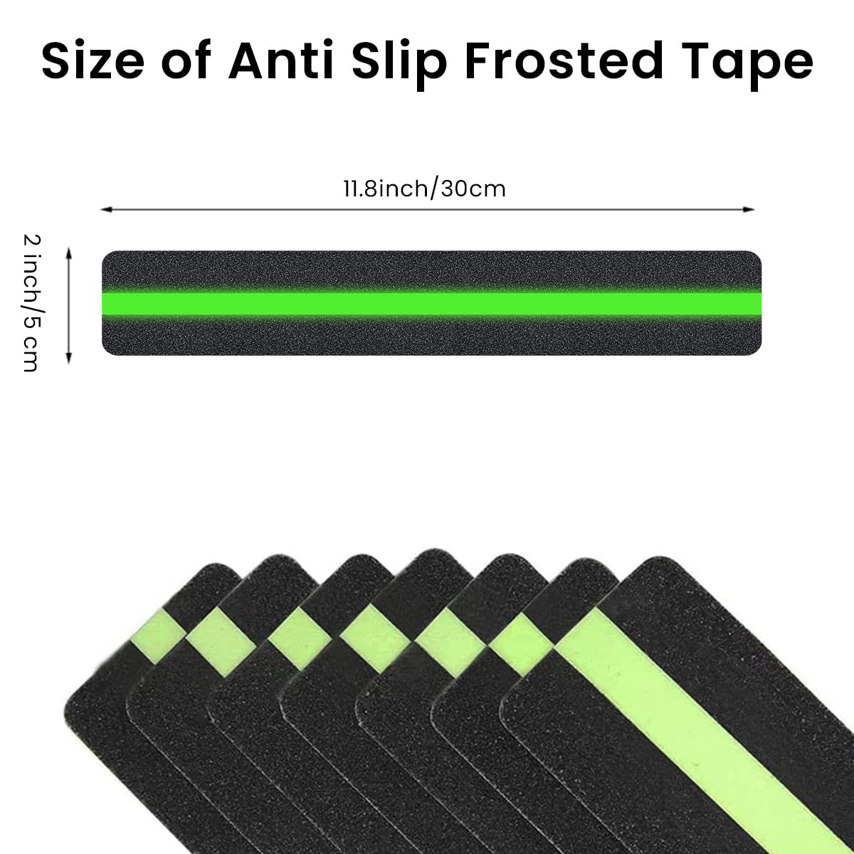 HASTHIP Glow in The Dark Anti Slip Traction Tape for Stairs featuring 10 Pre Cut 2 x 12 in PEVA Strips | Eco Friendly and Residue Free Removal