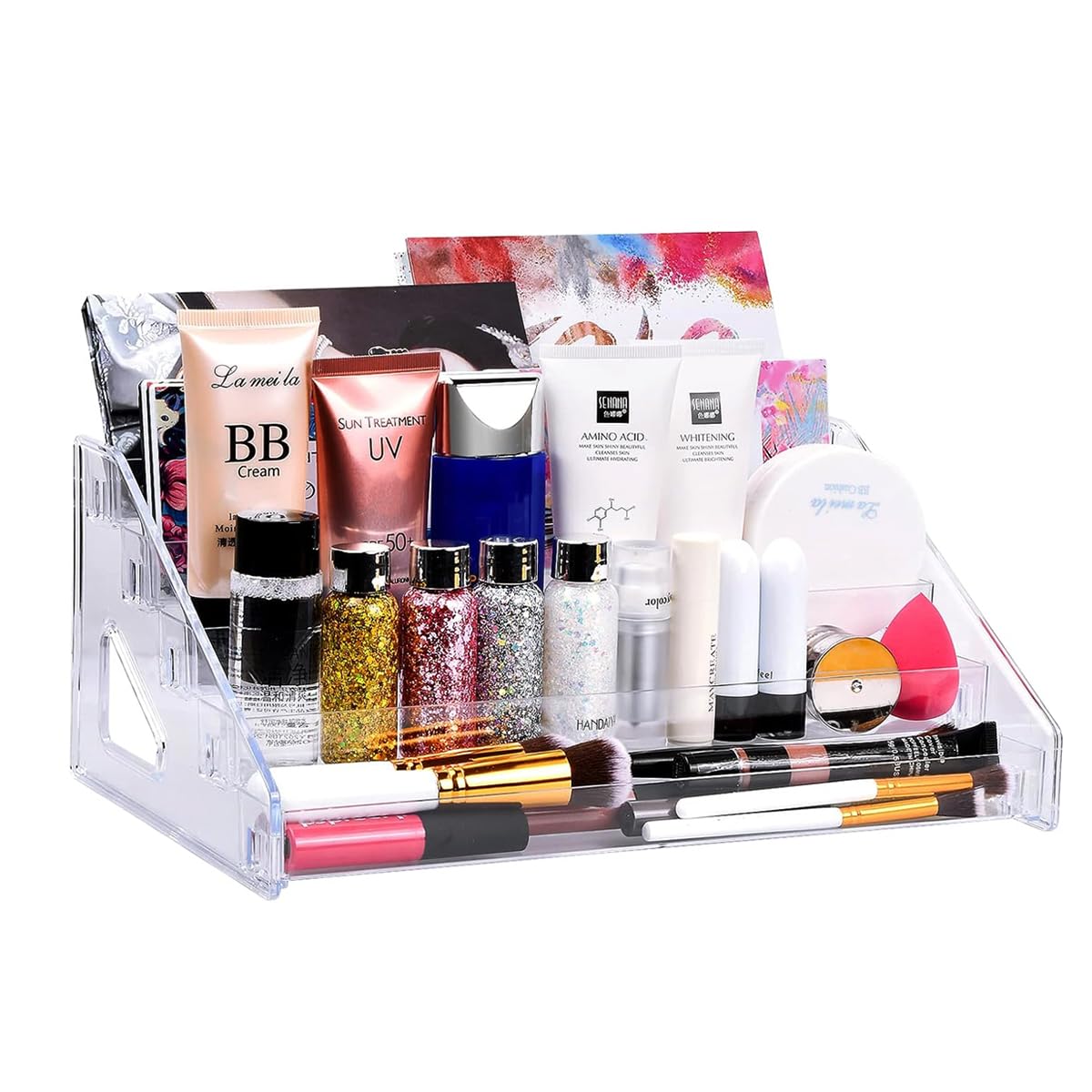MAYCREATE Acrylic Nail Polish Organizer for Dressing Tables with 5 Tier Display Rack | Transparent Makeup Storage Shelf