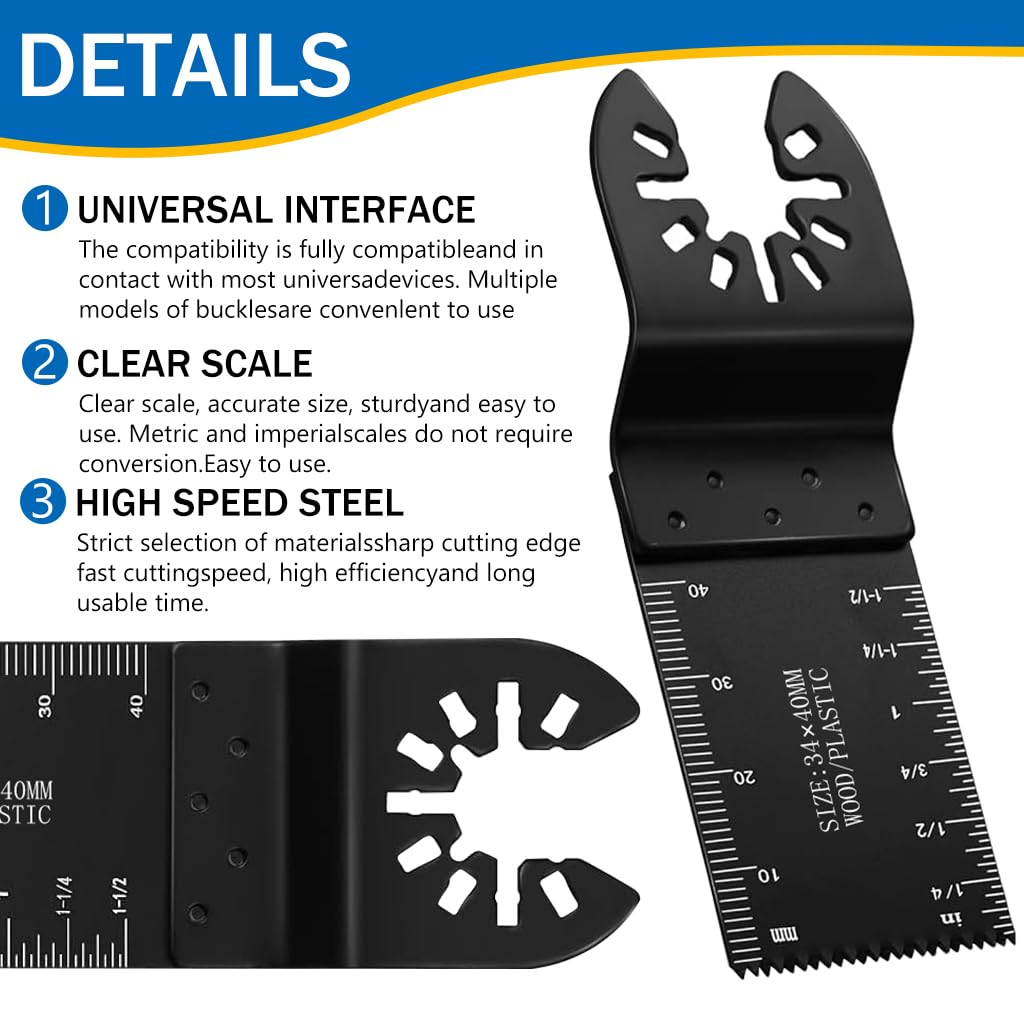 Serplex® 2Pcs Cutting Blades Tool for Power Drill Cutting Blades Tool Attachment with Scales for Power Drill Quick Release Oscillating Multitool Carboon Steel Saw Blades for Wood, Plastic, Soft Metal