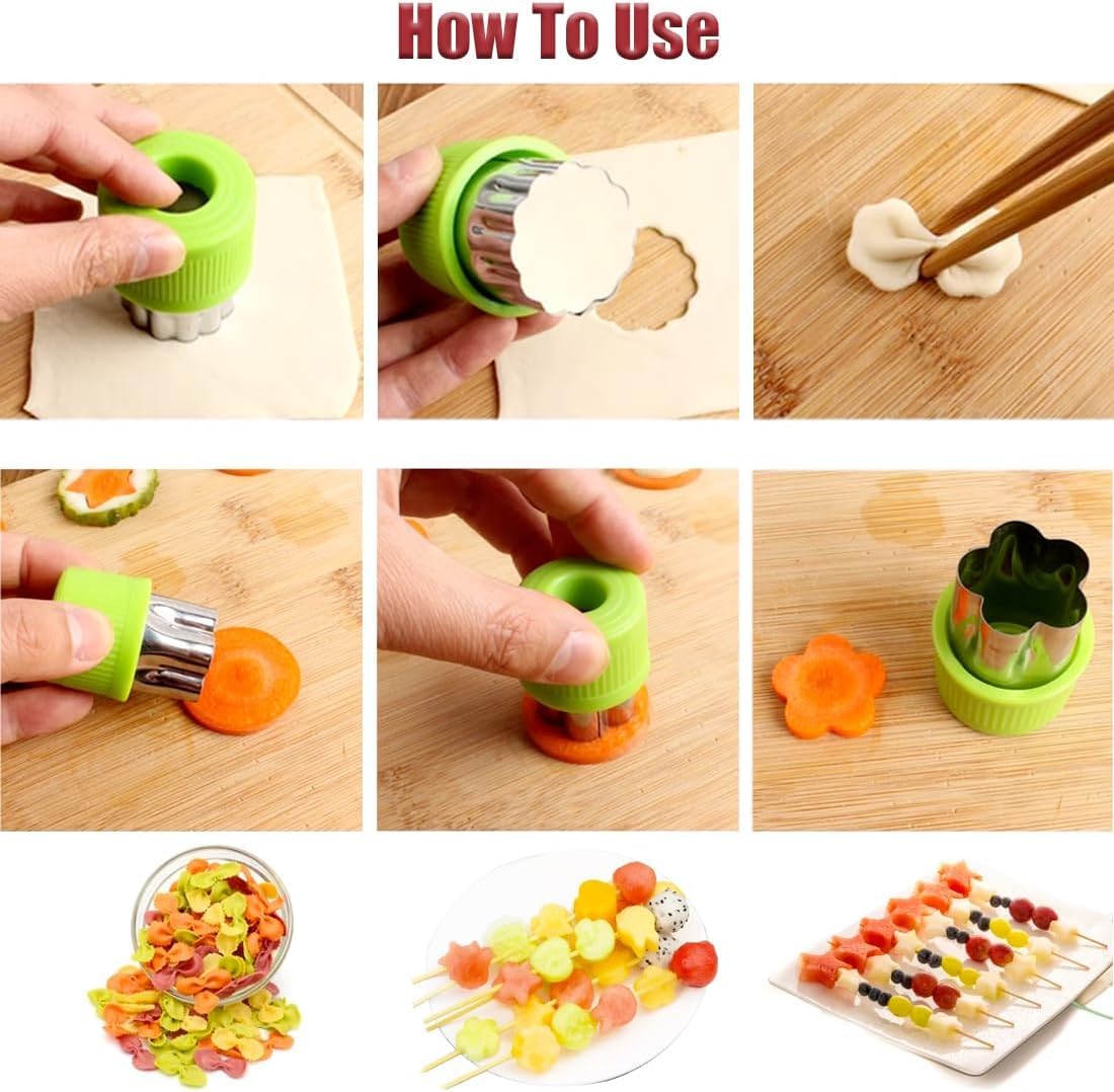 HASTHIP Fruit Vegetable Cookie Cutters Shapes Set for Kids with 20 Stainless Steel Molds