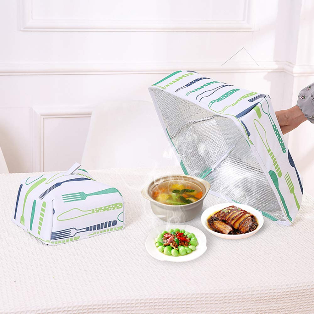 ELEPHANTBOAT Food Cover Set for Kitchen and Outdoor Use featuring Foldable Mesh Tent | 4 Pack 13.3x13.3x5.1 in and 8.2x8.2x4.7 in with Aluminium Foil Layer