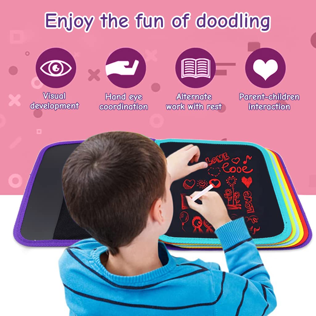 PATPAT® Erasable Doodle Book for Kids Big Size Magical Reusable Drawing Book 14 Pages Reusable Drawing Pads with 12 Water-Soluble Chalk Markers Portable Writing Painting Xmas Gifts Set for Boys Girls