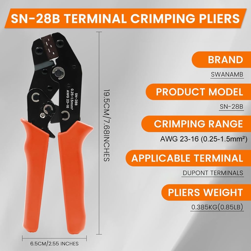 HASTHIP® Wire Crimping Tool Wire Cutter Ratchet Wire Crimper Set with 1550PCS Dupont Connectors Male/Female Pin 0.1-1.0mm² for 2.54/3.96mm KF2510 Connector 28-18AWG