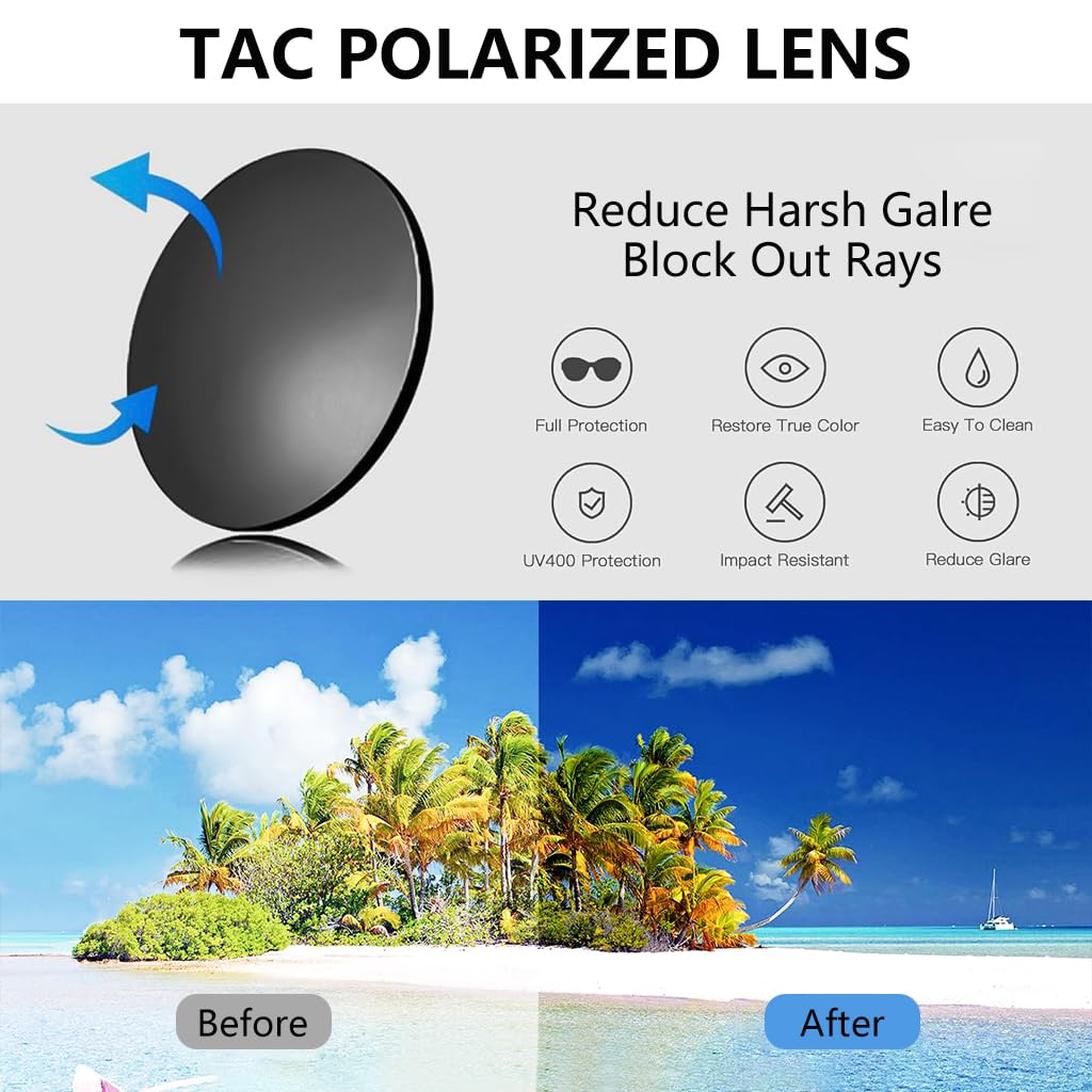 PROBEROS Clip On Sunglasses Lenses for Driving and Eyeglasses with UV Protection 2PCS