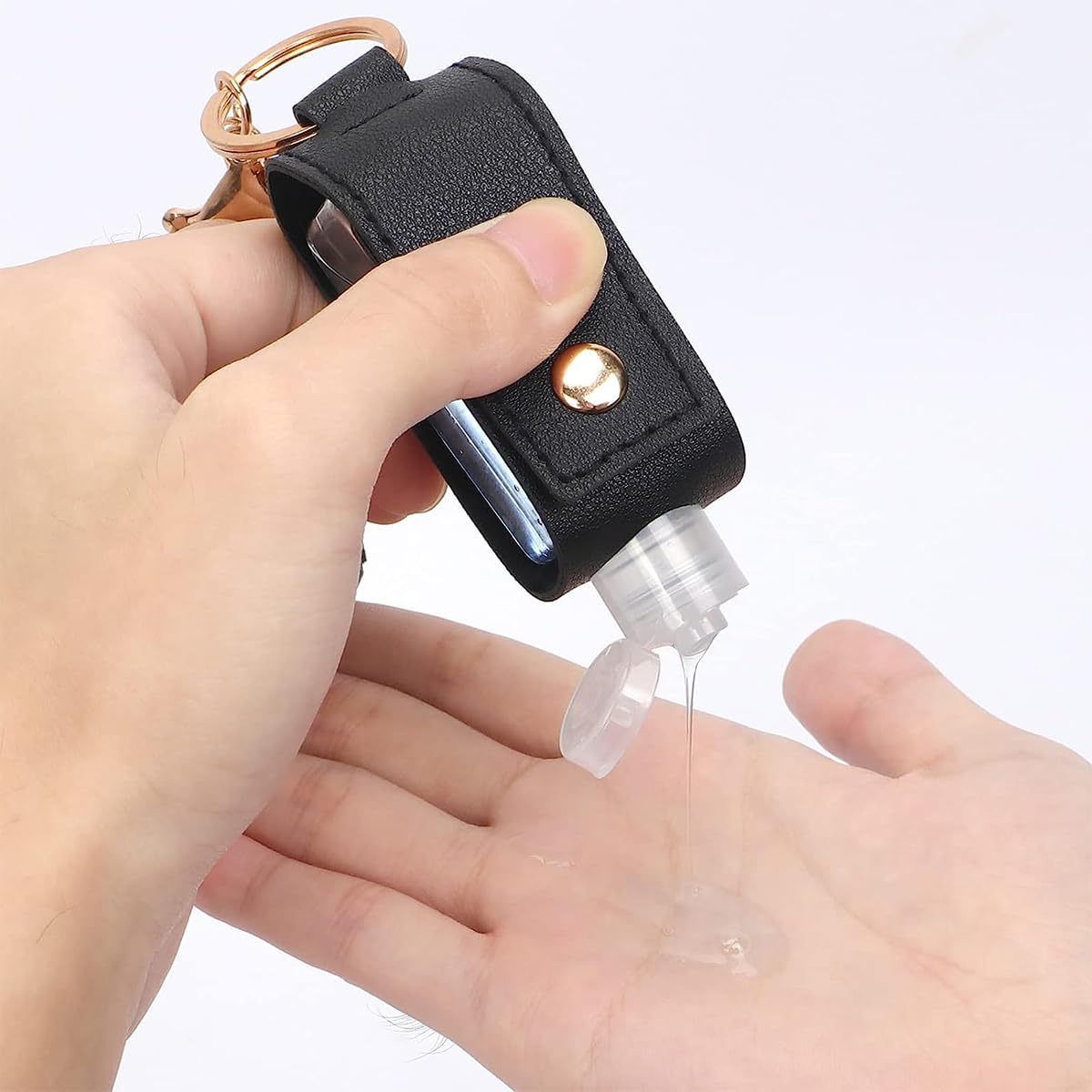 ZIBUYU Keychain for Car and Bike with Hand Sanitizer Holder Empty Bottle Small Size Refillable Cosmetic Containers for Handbags, Purse, Backpack Keychain for Bags Boys & Girls - 1