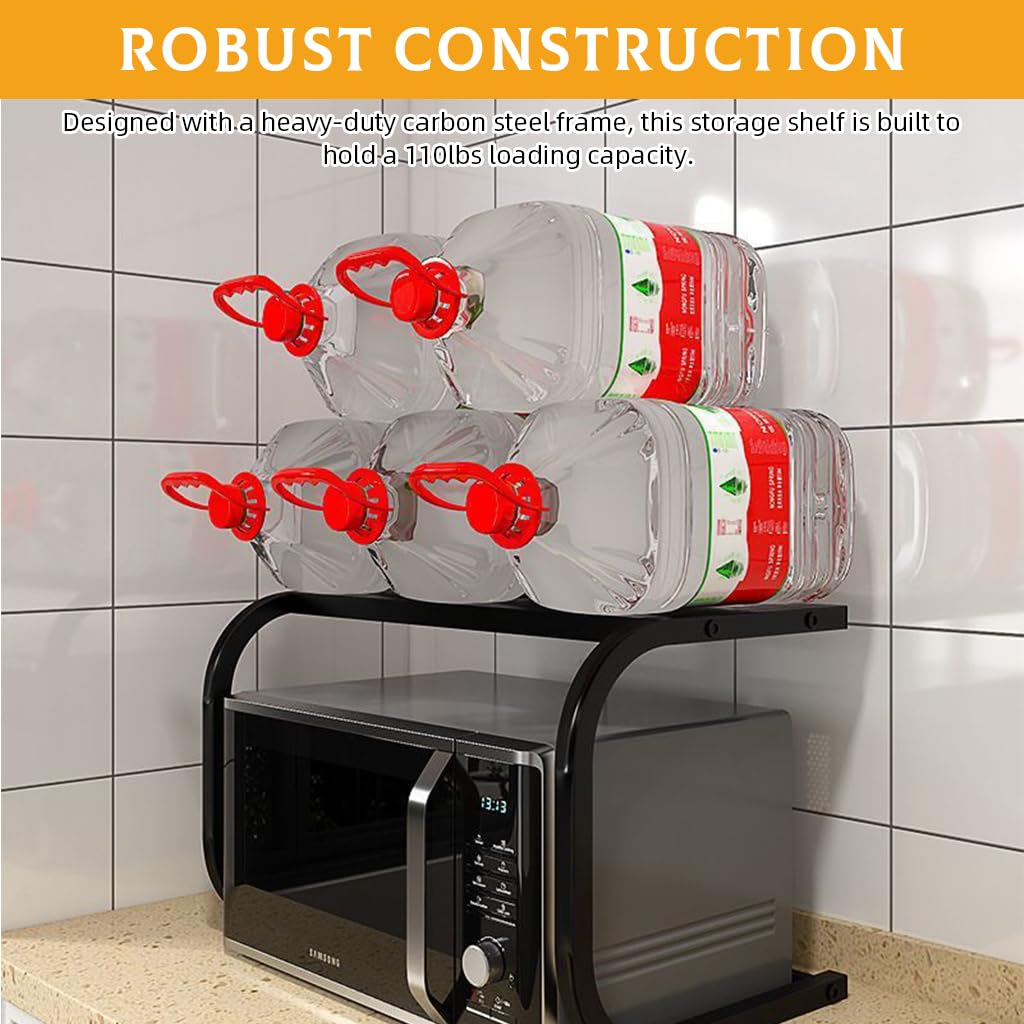 HASTHIP Storage Shelf for Microwave Oven with 110lbs Capacity and Adjustable Carbon Steel Frame | Space Saving Kitchen Rack