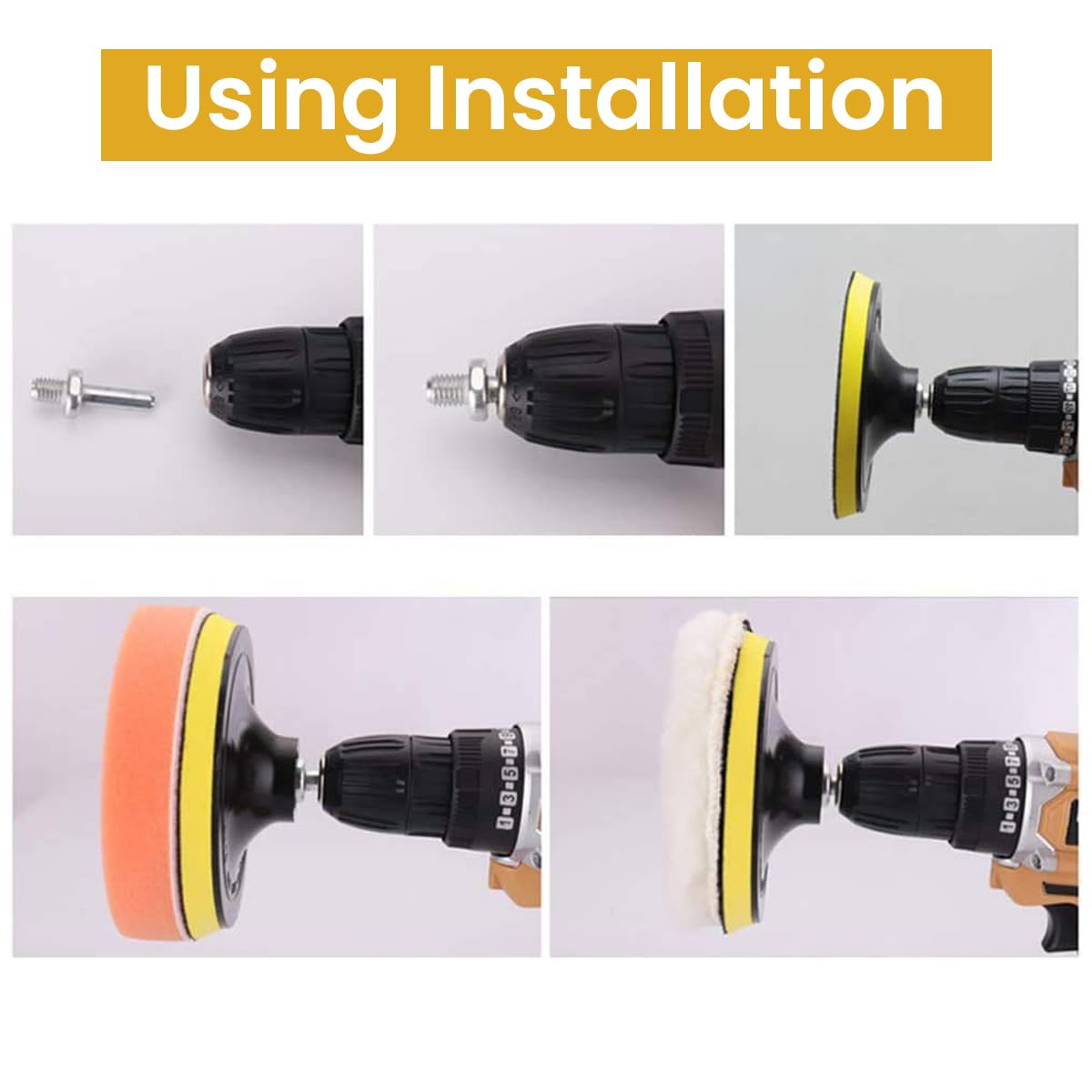 STHIRA Car Polishing Pads Set for Detailing with 4 inch Backing Plate and Spike Sponge Pads | 9 Pcs Kit