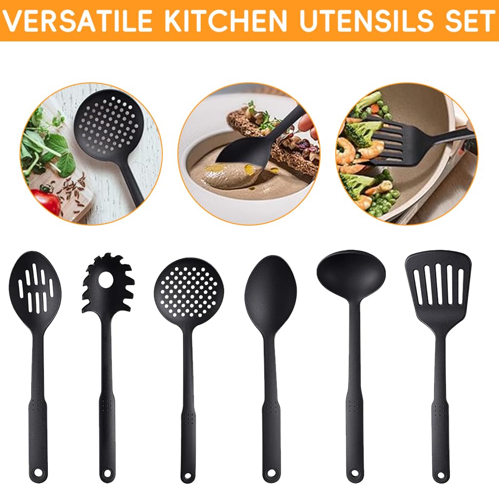 Supvox Nylon Kitchen Utensils Set for Non-Stick Cookware with 6pcs and 410°F Heat Resistance