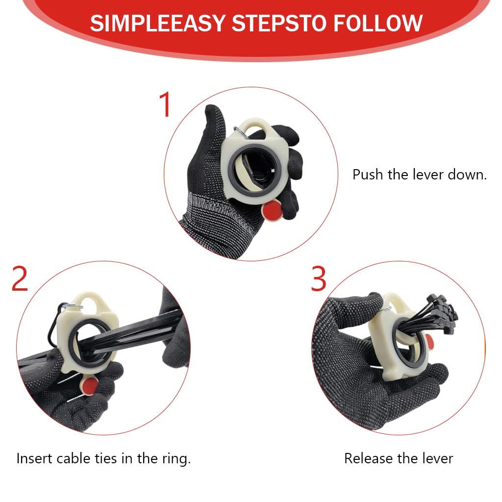 Serplex Zip Ties Organizer with Carabiner for Cable Management featuring Glow in the Dark Clip