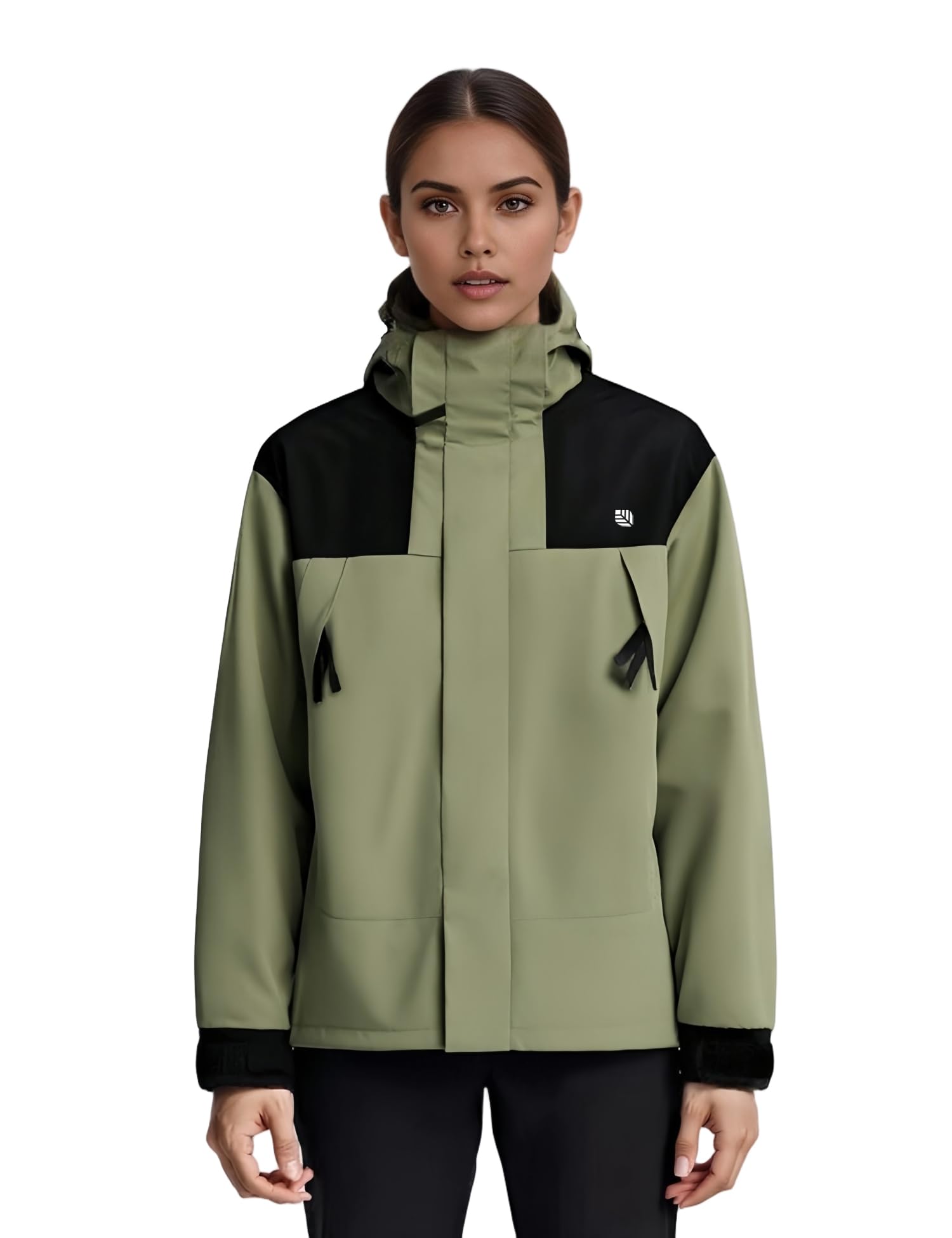 Venzina Women’s Hiking Jacket for Trekking and Daily Wear with Detachable Hood | Windproof Water and Oil Resistant Green Coat