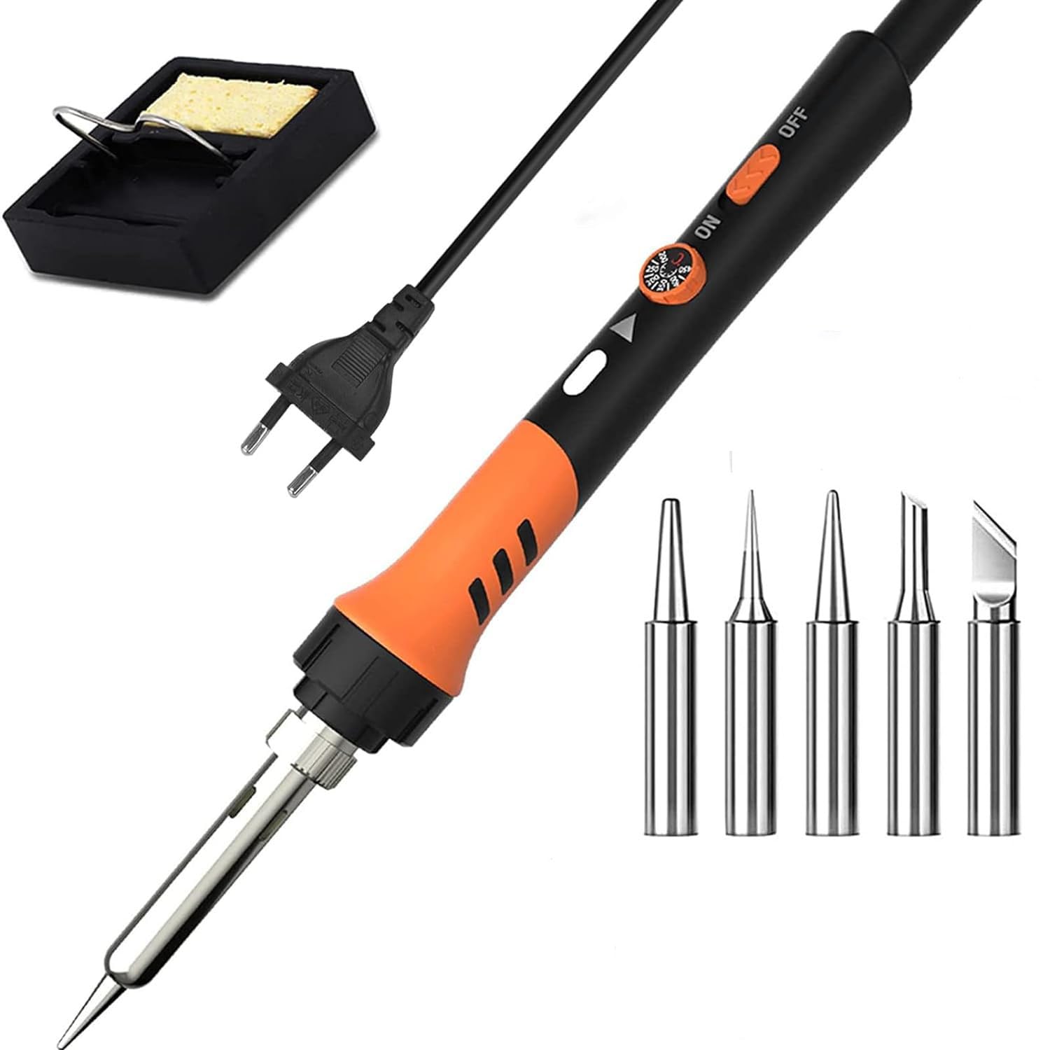 Serplex® 60W Soldering Iron Kit With 5 Tips, Quick Heat 200-450°C Adjustable Temperature Soldering Gun With On/Off Switch, Soldering Wire, Electric Soldering Kit Set For Electronics Repair & DIY Craft