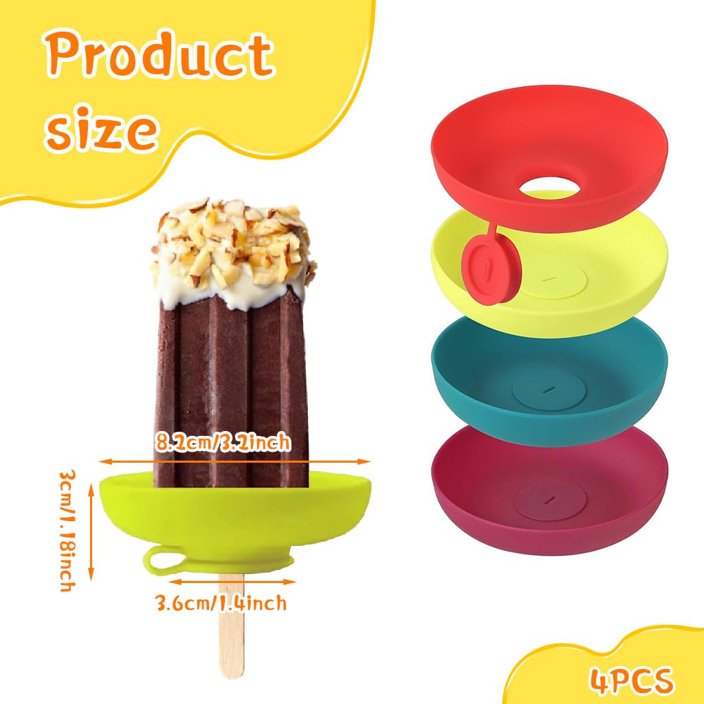 HASTHIP Silicone Popsicle Drip Catcher for Ice Cream Cones | 2 in 1 Food Grade Holder Pack of 4