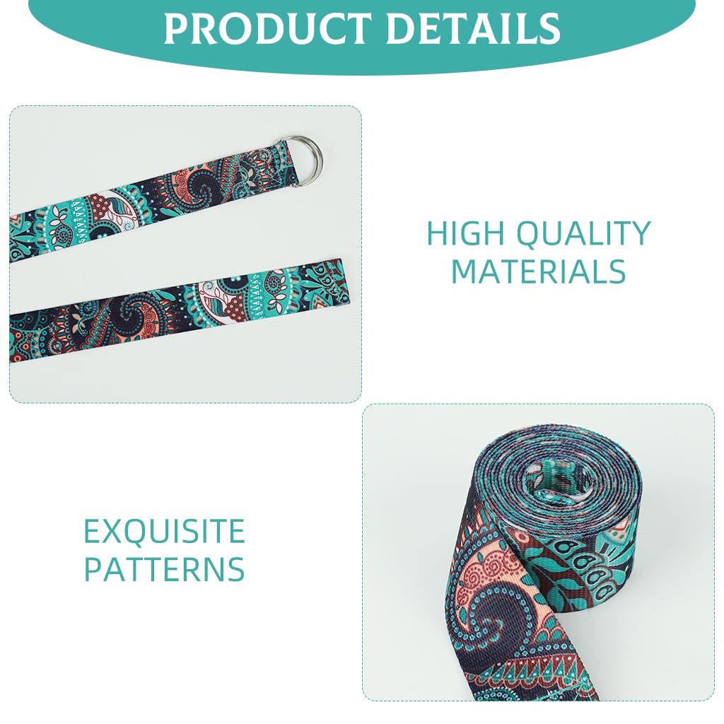 Proberos Yoga Belt for Back Alignment featuring Dual D-Ring and 5.9ft Length | Polyester Cotton Strap