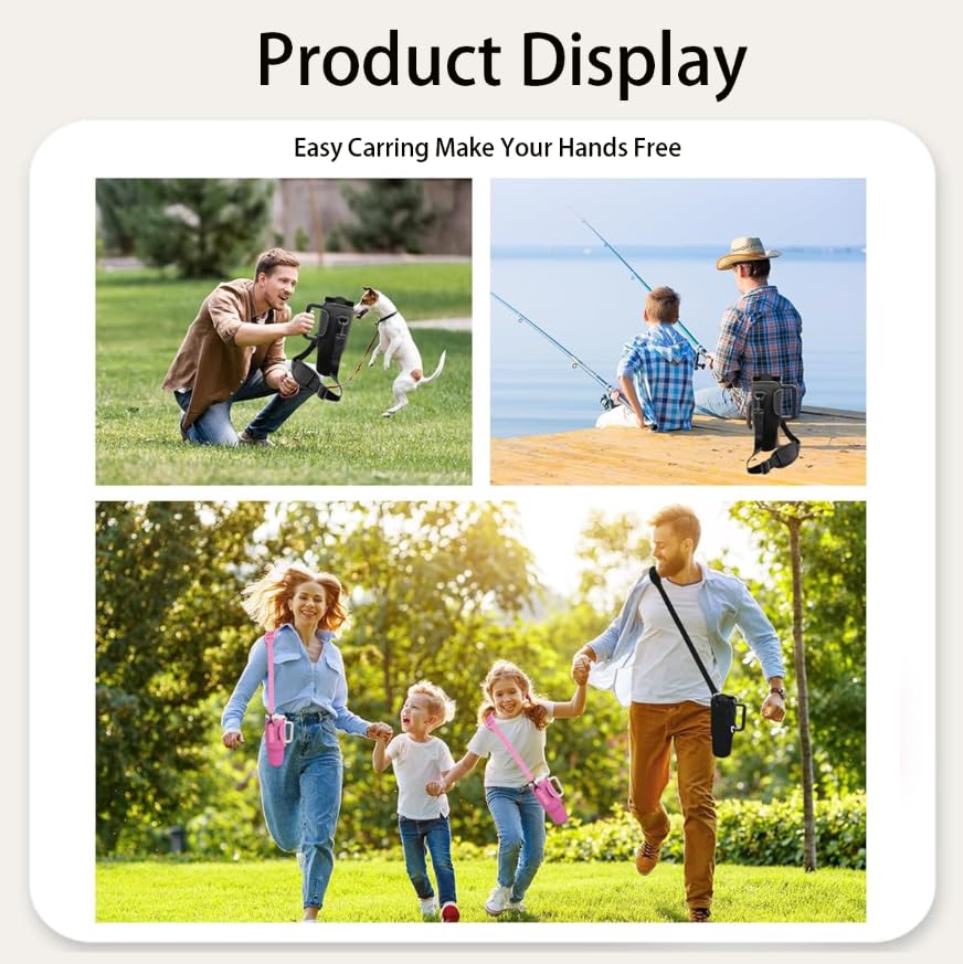 ZIBUYU Water Bottle Carrier Bag for Outdoor and Travel with 28–50 in Strap | Neoprene Pink & Black Set