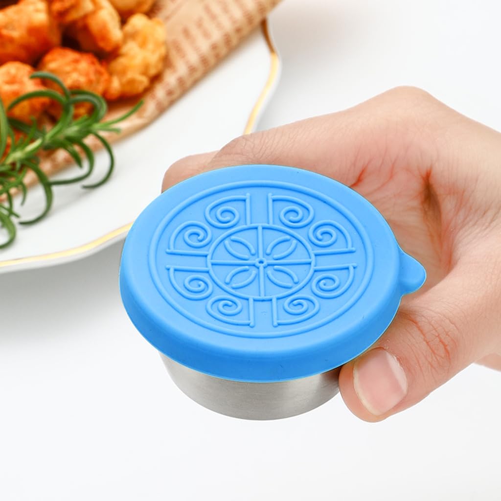 HASTHIP Salad Dressing Container for Kids with Leakproof Silicone Lids 2pcs 180ml | Stainless Steel Snack Box for Lunch