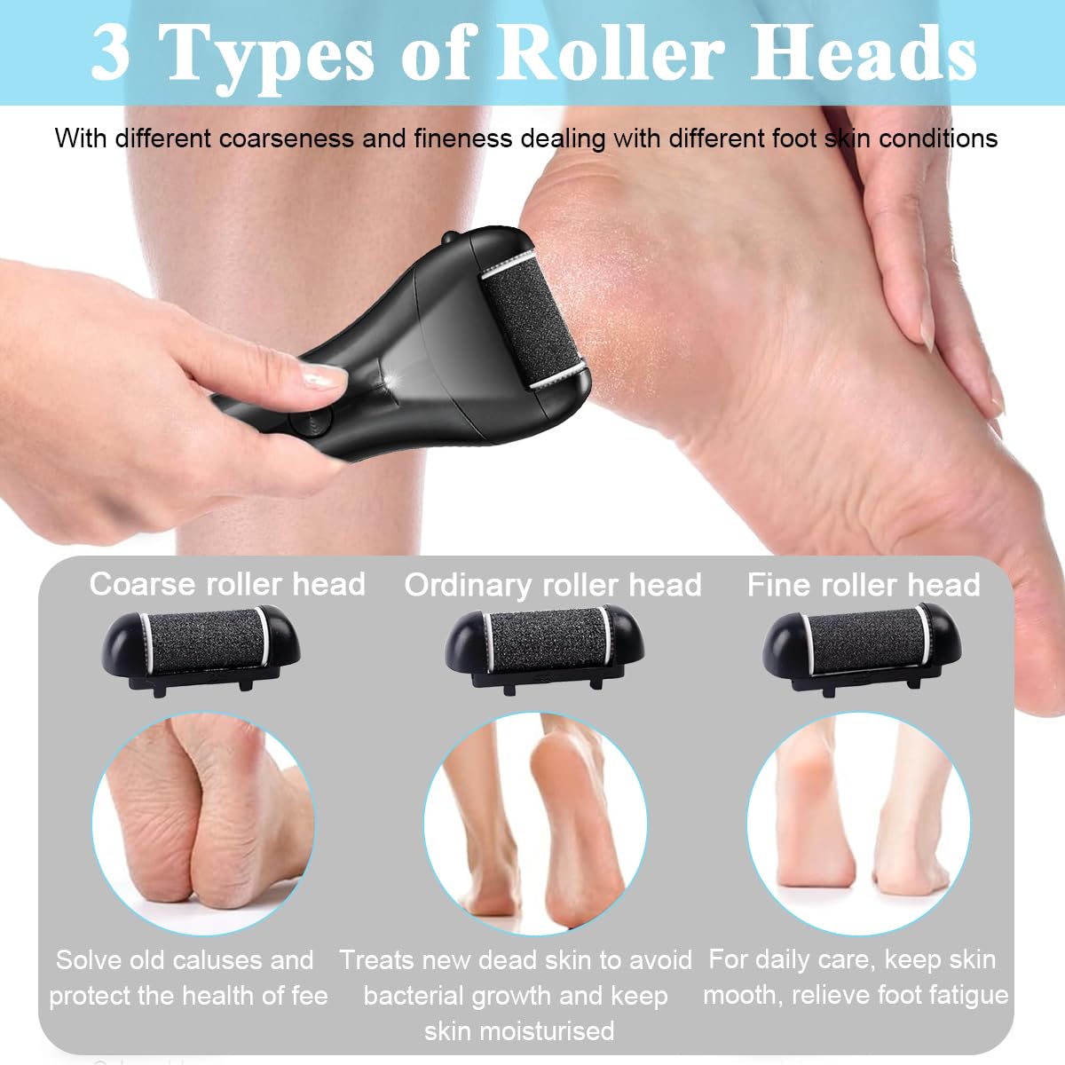 MAYCREATE Electric Callus Remover for Feet with 3 Speeds and 3 Grinding Heads | USB Rechargeable