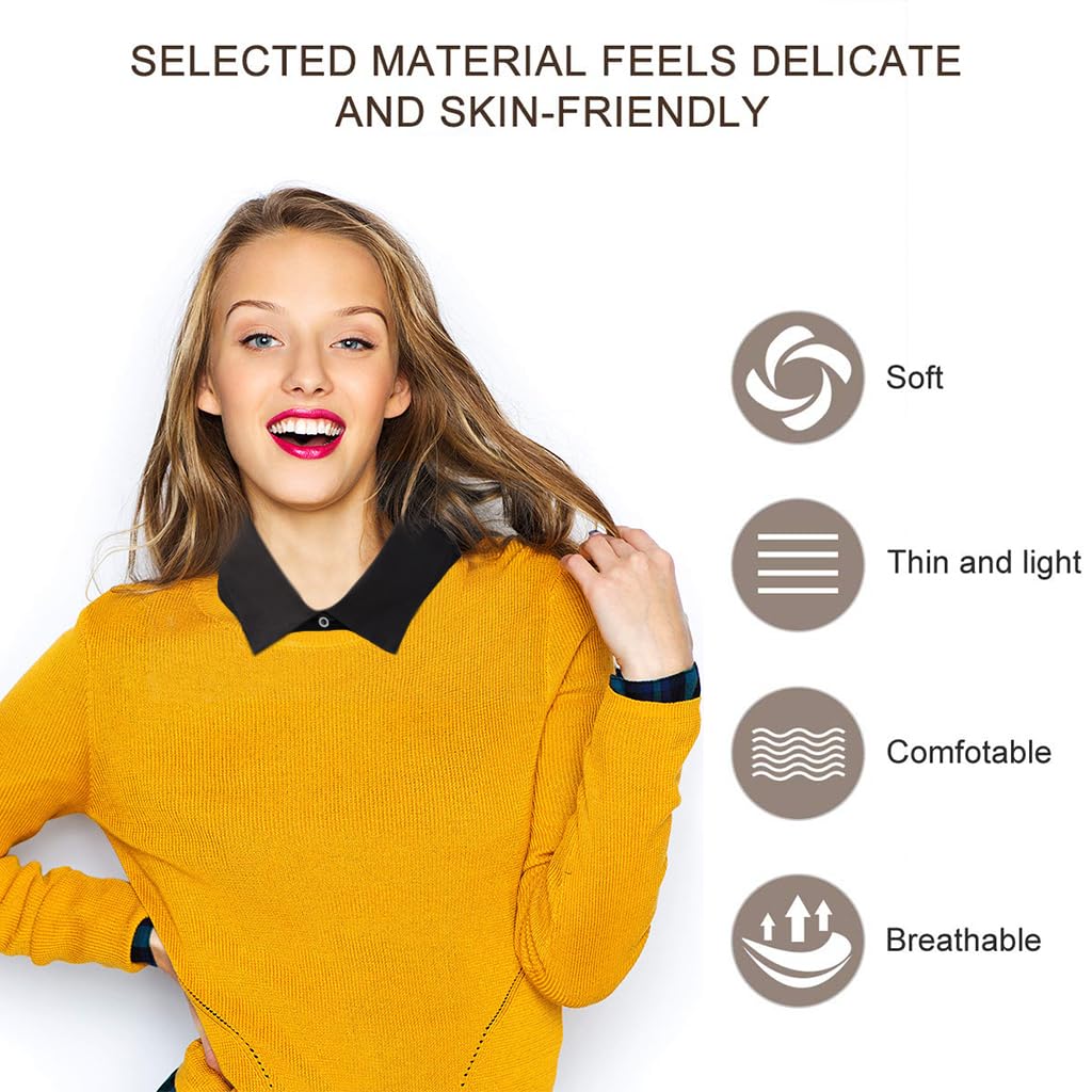 ZIBUYU Detachable Collar for Women Black Fake Collar Cotton Half Shirt False Collar Detachable Collar Shirt for Office Women, Lady Detachable Dickey Tops Collar for Girls and Women - Black