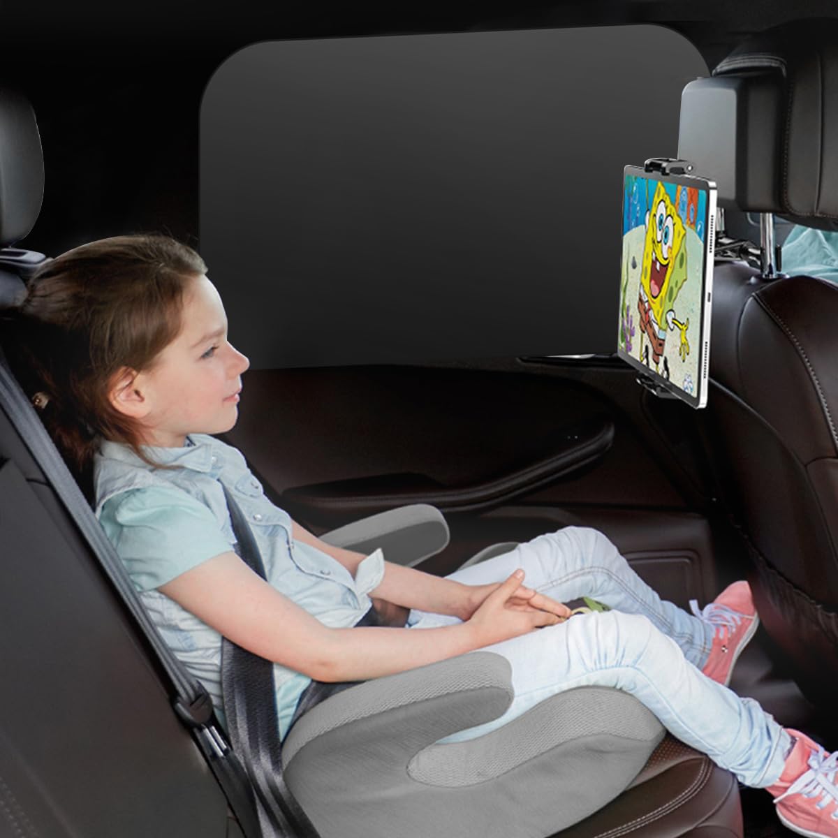 STHIRA Car Window Sun Shade for UV Protection 31x19.6 in featuring 10 Magnetic Holders|Titanium Silver Cloth