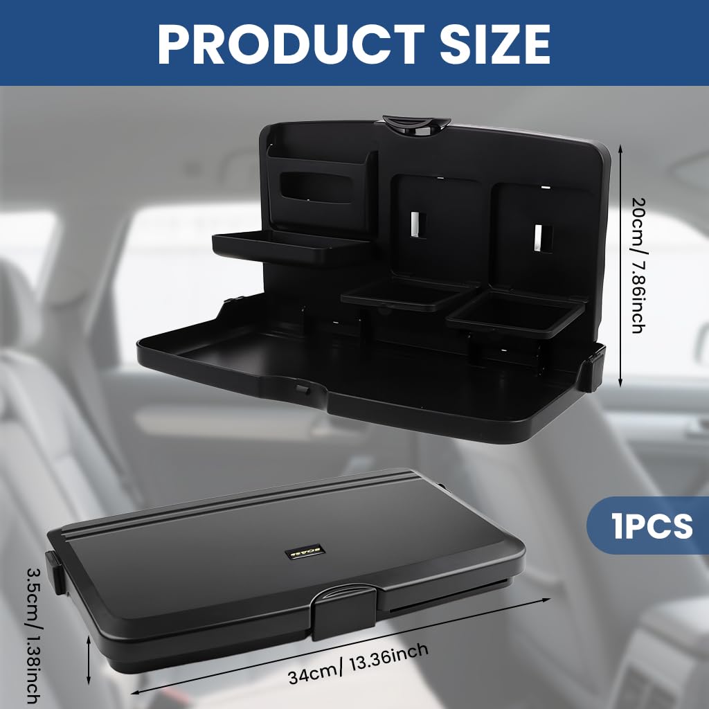 ZIBUYU Car Folding Table for Backseat Use with Adjustable Height & Angle | 34x20x3.5cm ABS Tray