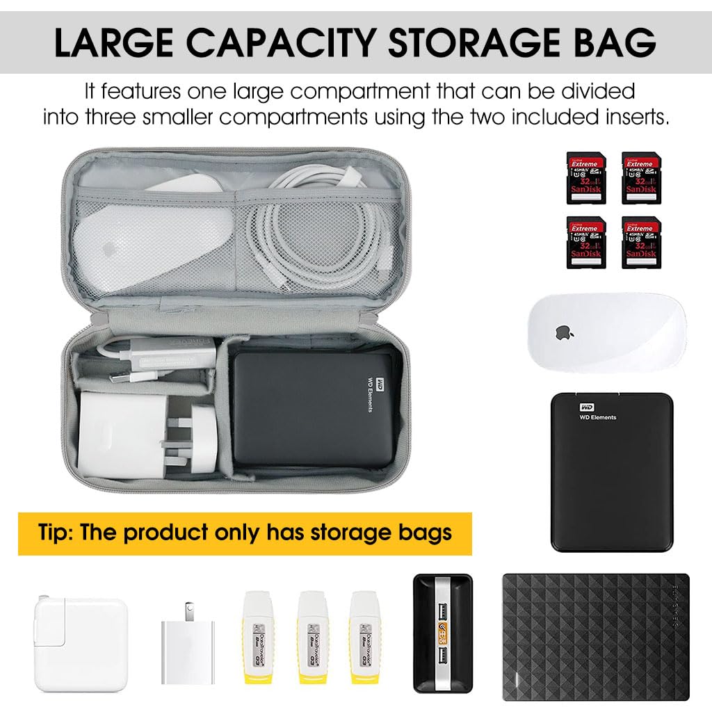 Electronics Organizer Bag for Travel with Adjustable Compartments 25×11×5.5 cm Oxford Cloth