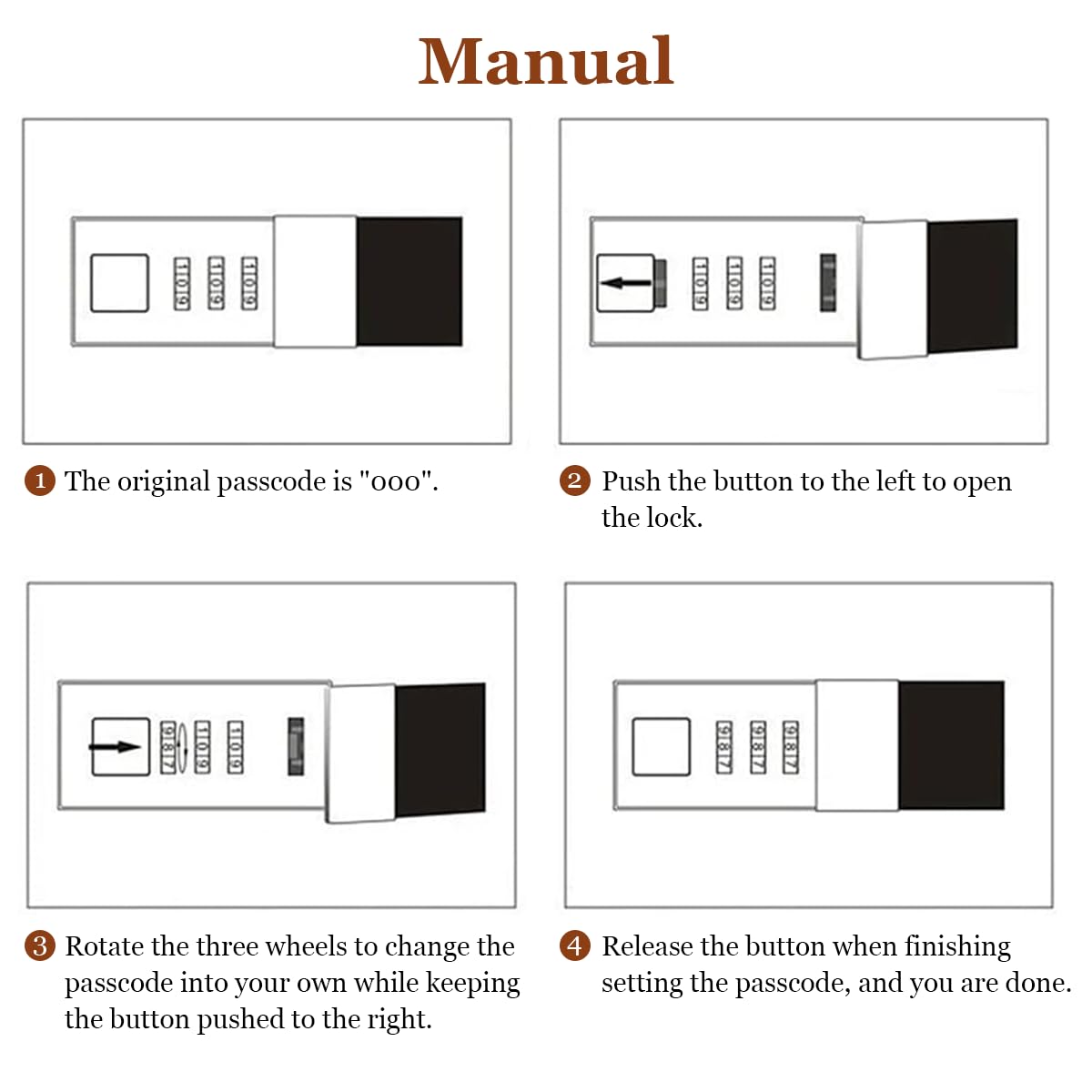 HASTHIP Lock Diary for Personal Writing with 3‑Digit Password Lock and A5 200 Pages Brown