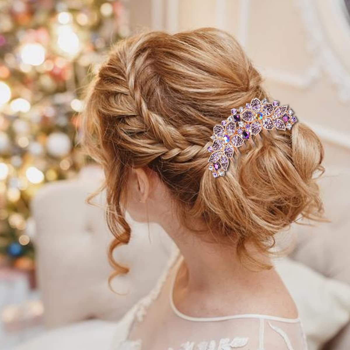 Hair Clips for Women featuring 7 Claw Non Slip Comb with Rhinestone Flower Design 9.5cm | Elegant Gift Accessory