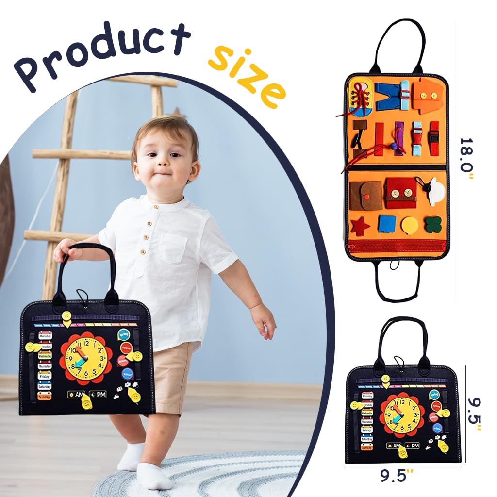 SNOWIE SOFT Solar System Busy Board for Toddlers 1-3 with Montessori Activities | Soft Felt Travel Toy