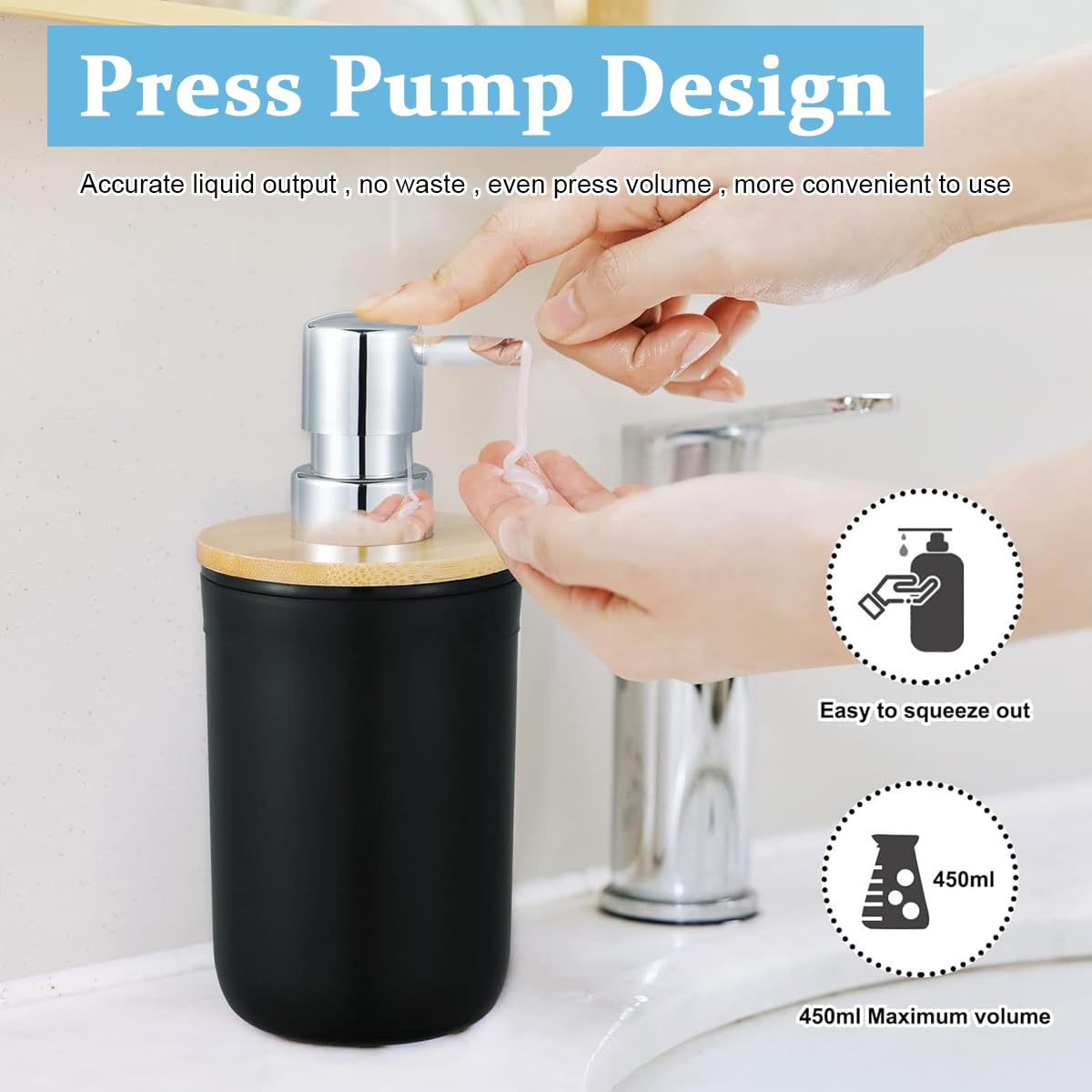 ZIBUYU Bathroom Accessories Set for Modern Decor with Matte Black Finish | 4 Piece Plastic and Bamboo Organizer