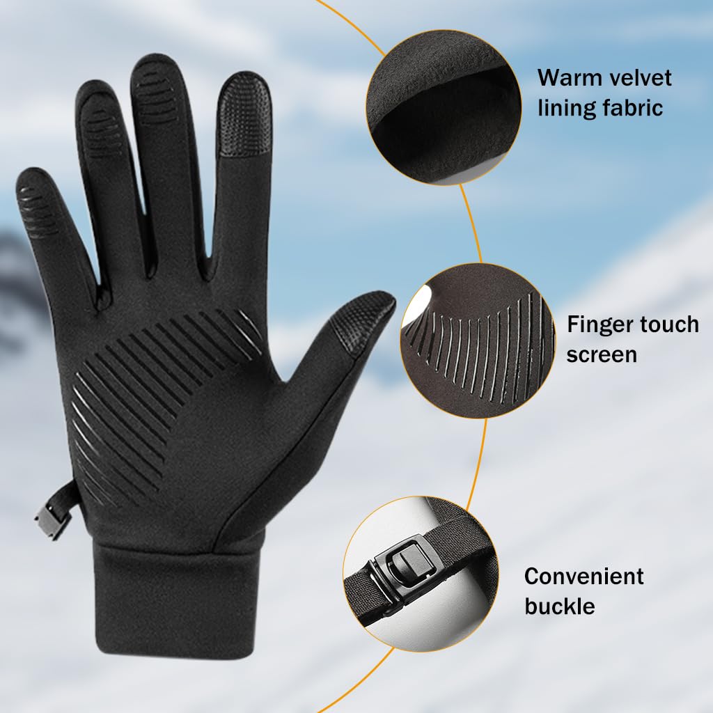 Proberos Riding Gloves for Winter Outdoor Use with Touch Screen Fingertips and Anti Slip Palm | Unisex Thermal Warmth