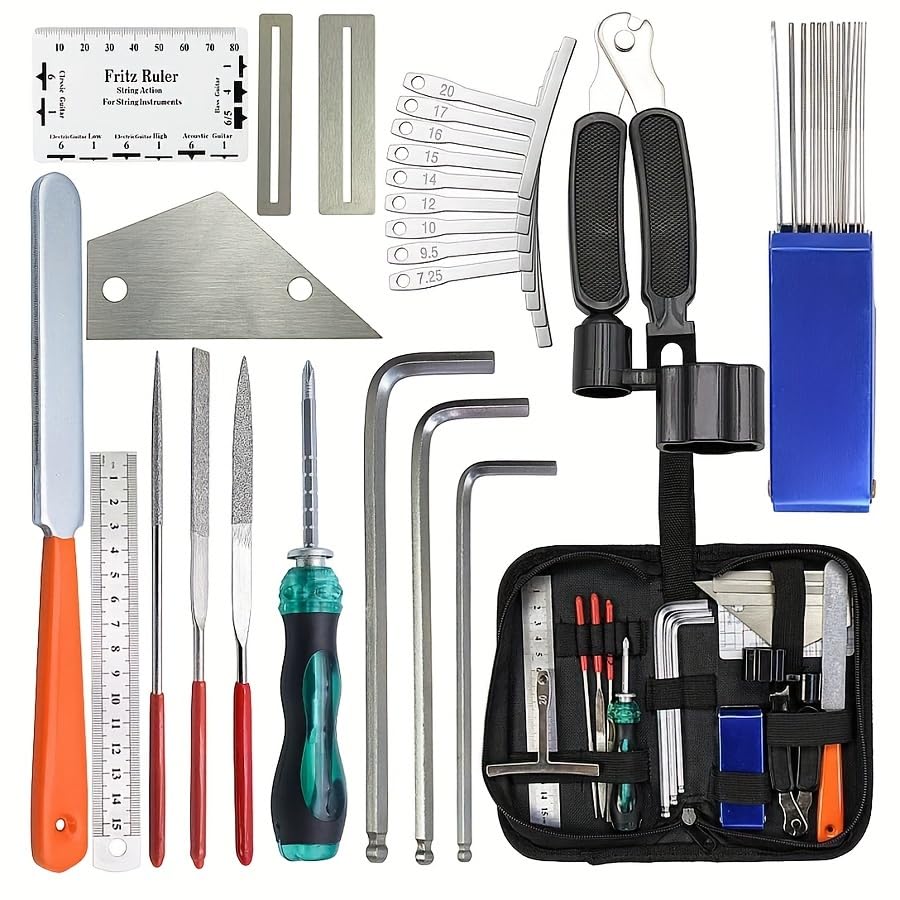 HASTHIP® 25Pcs Guitar Repairing Tools Kit Setup Kit with Carry Bag