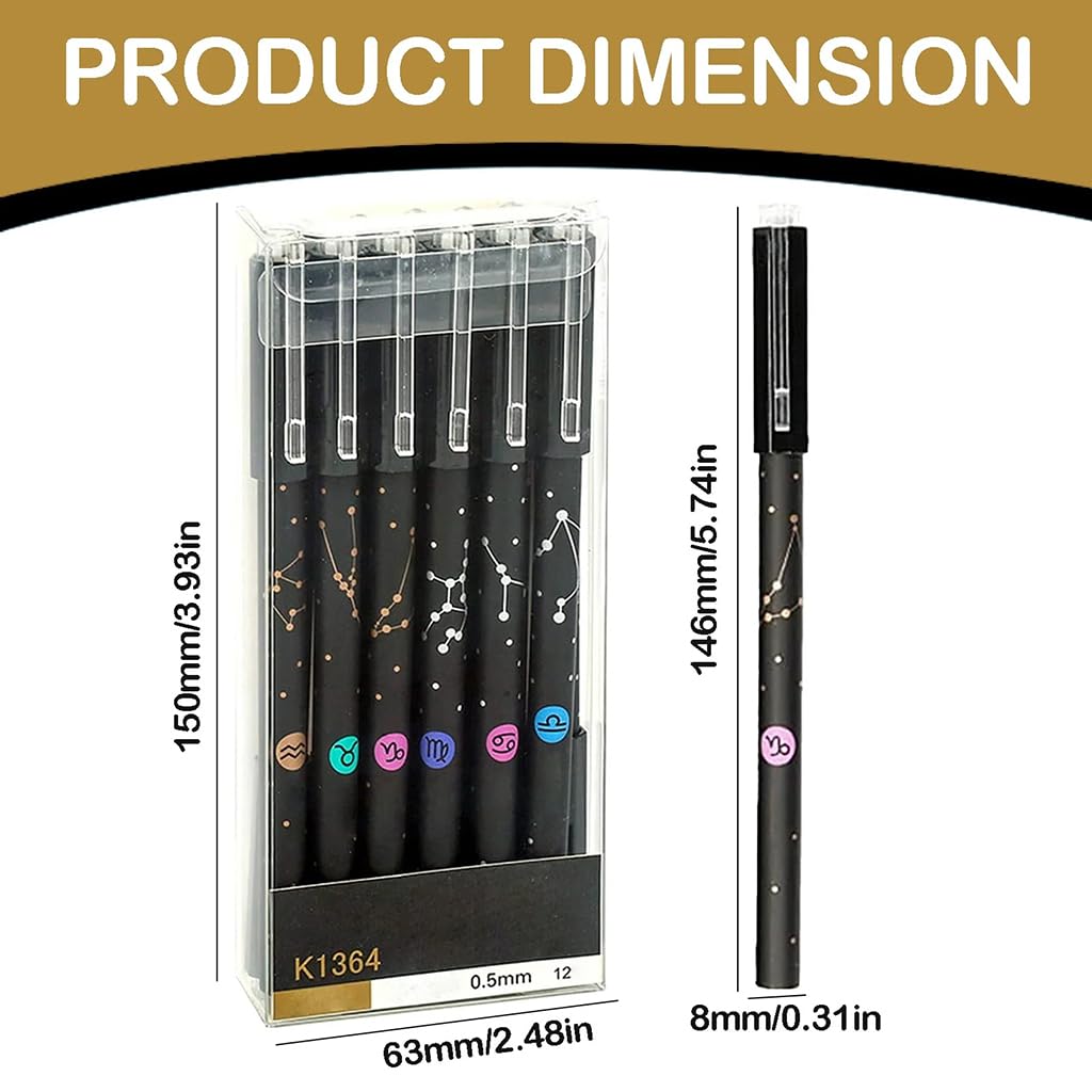 Zibuyu Erasable Gel Pens for School and Office with 0.5mm Fine Point | Constellation Design Set of 12