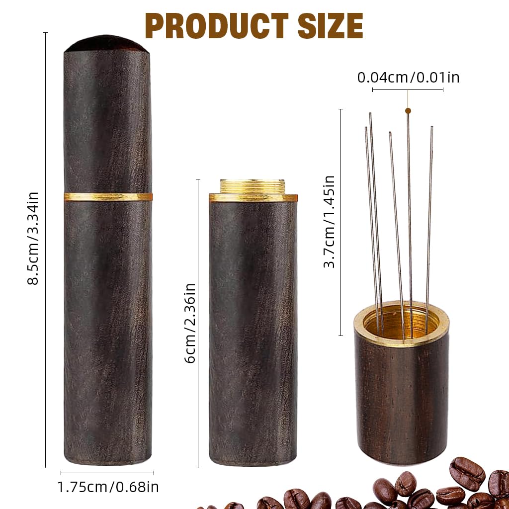 Supvox Espresso Ground Coffee Stirrer for Barista Use featuring 5-Pin 0.4mm Design and Wooden Handle