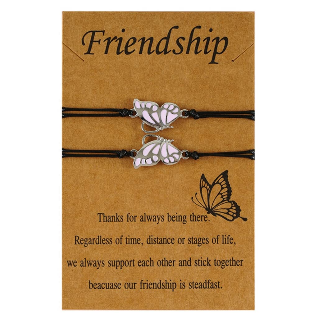 ZIBUYU Friendship Bracelets for Lovers Friends Girls Boys Romantic Magnetic Butterfly Design Bracelets for Girlfriend and Boyfriend Friendship Bracelet - 1 Pair
