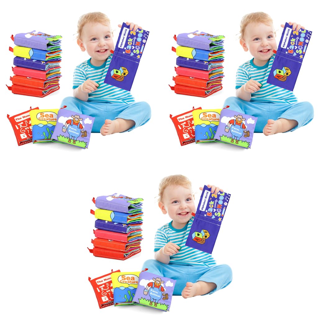 SNOWIE SOFT Cloth Books for Babies 0–3 Years with 18pcs Crinkle Waterproof Pages | Sensory Learning Toddler Toy