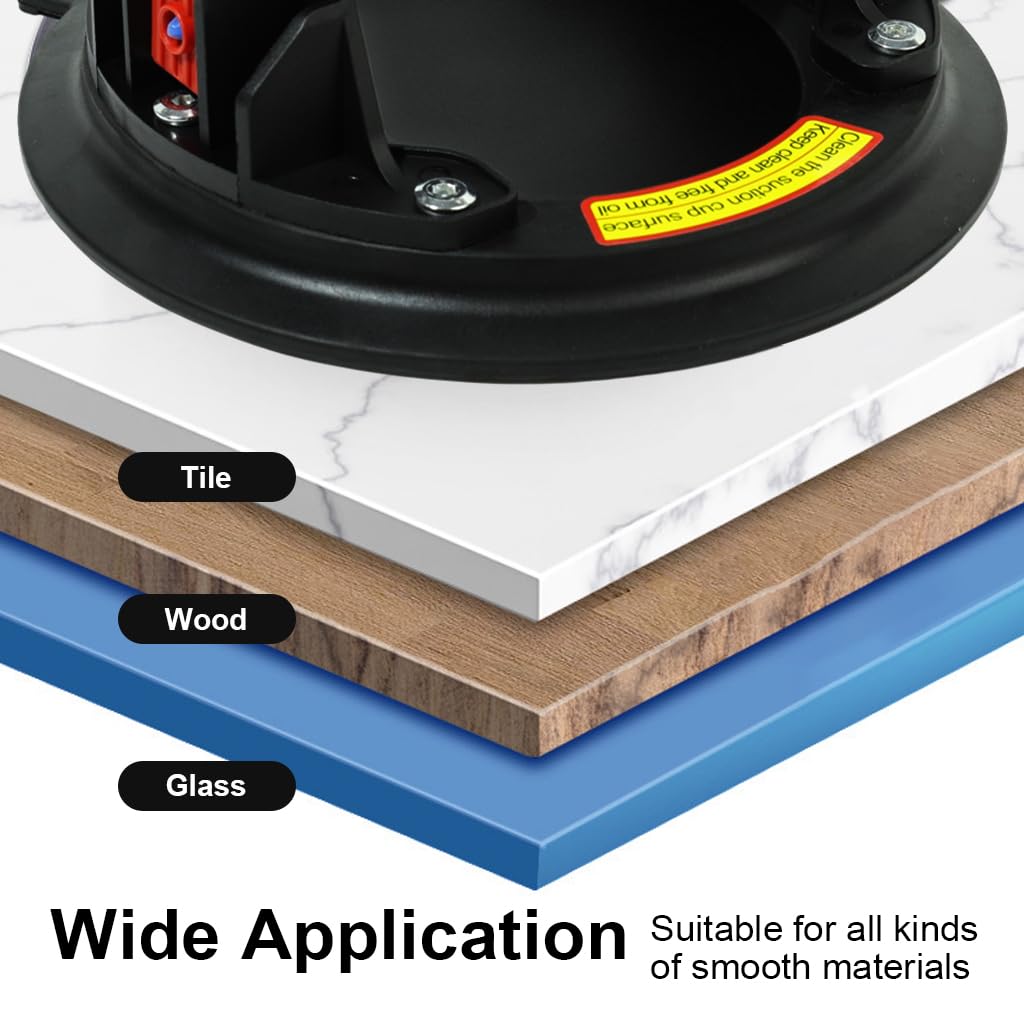 Serplex Suction Cup Lifter for Glass and Tile with 8 in Pad 330lbs Capacity | Ergonomic Handle