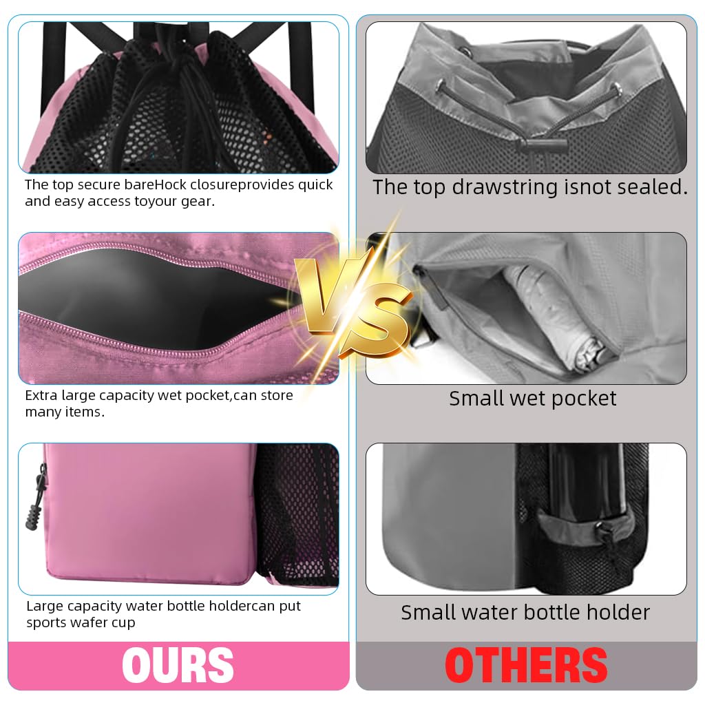 PROBEROS Drawstring Swimming Bag for Outdoor Activities with Quick Dry Mesh and 20L Capacity