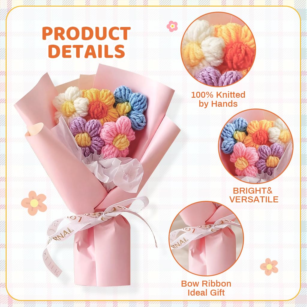 HASTHIP Handmade Mini Crochet Flower Bundle for Desk and Home Decor | Cute Gift Idea