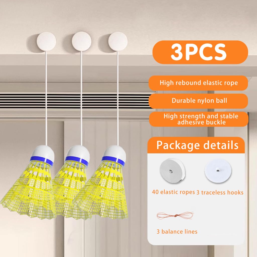 Proberos Badminton Self Practice Trainer with 3 Balls and 40 Elastic Rope | Indoor Outdoor Training Tool