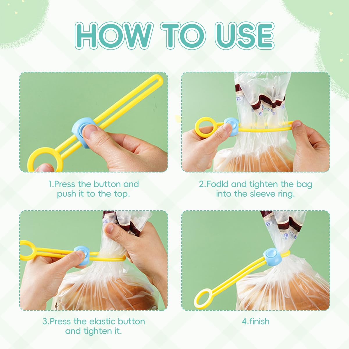 ZIBUYU Clips for Packet Sealing with Sliding Clip Design 10pcs Colorful TPE Straps